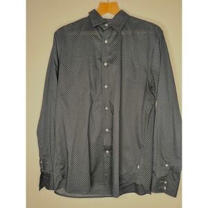 John Varvatos USA‎ Mens Black Dot Print Button Down Shirt Size M
